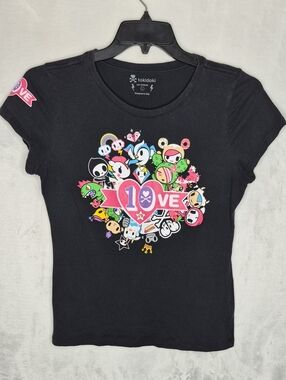 tokidoki Black 'I Love tokidoki' Character Graphic Tee - Size L